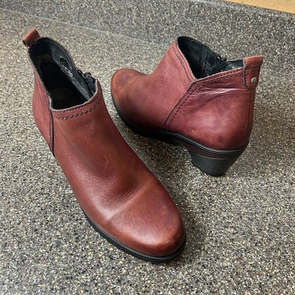 Spring Step Burgundy Leather Womens EU 38 US 7.5 Zip Ankle Bootie Comfort Casual - Picture 1 of 11